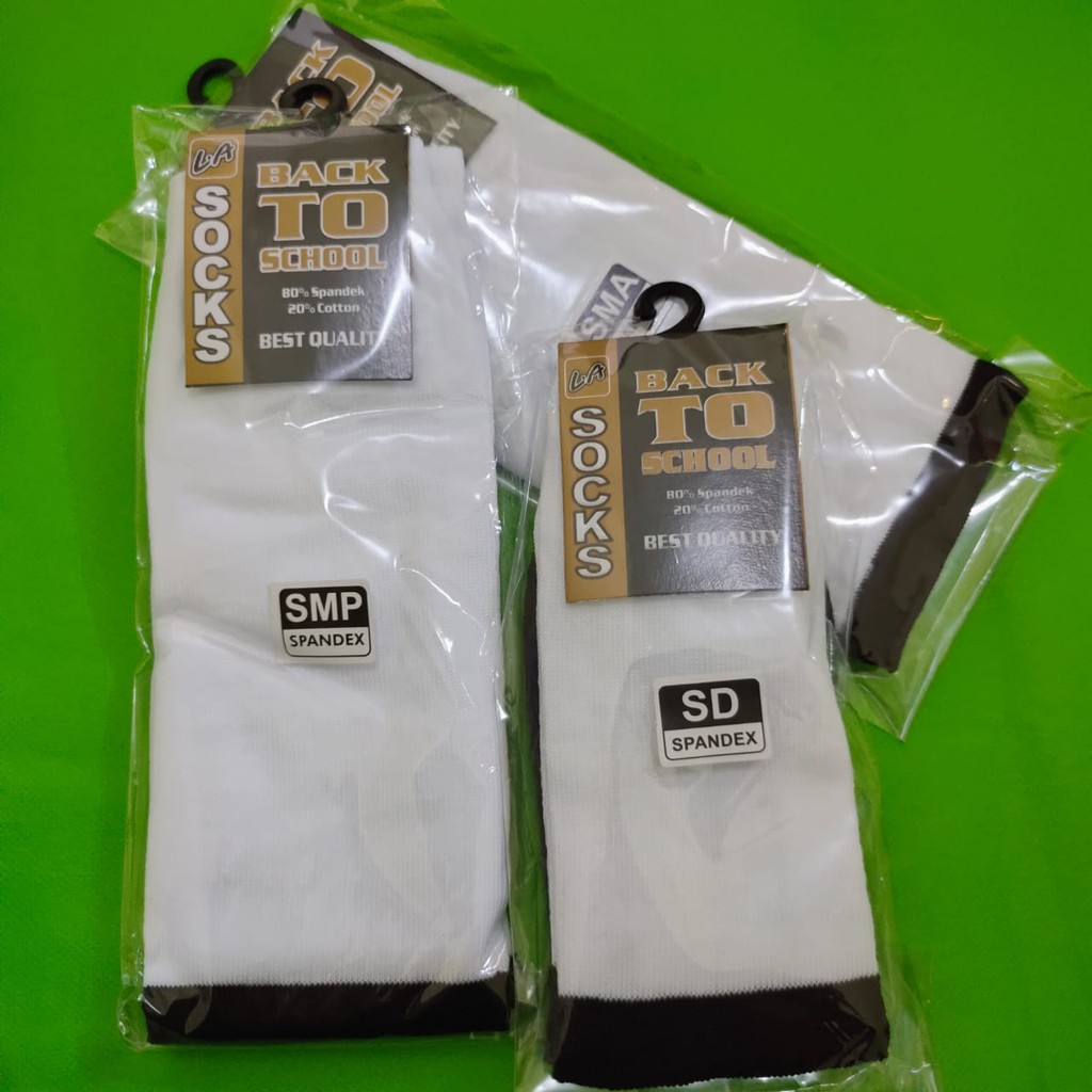 Kaos Kaki Sekolah SD SMP SMA Putih / Kaos Kaki Warna Hitam Putih / TS-48