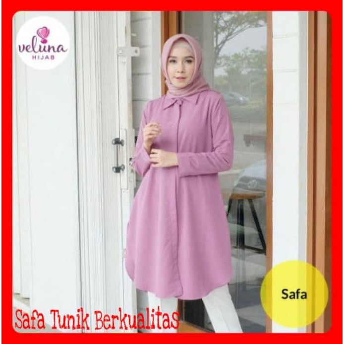 Baju Atasan Wanita Safa Tunik Muslim / Baju Fashion Wanita Berkualitas - Putih