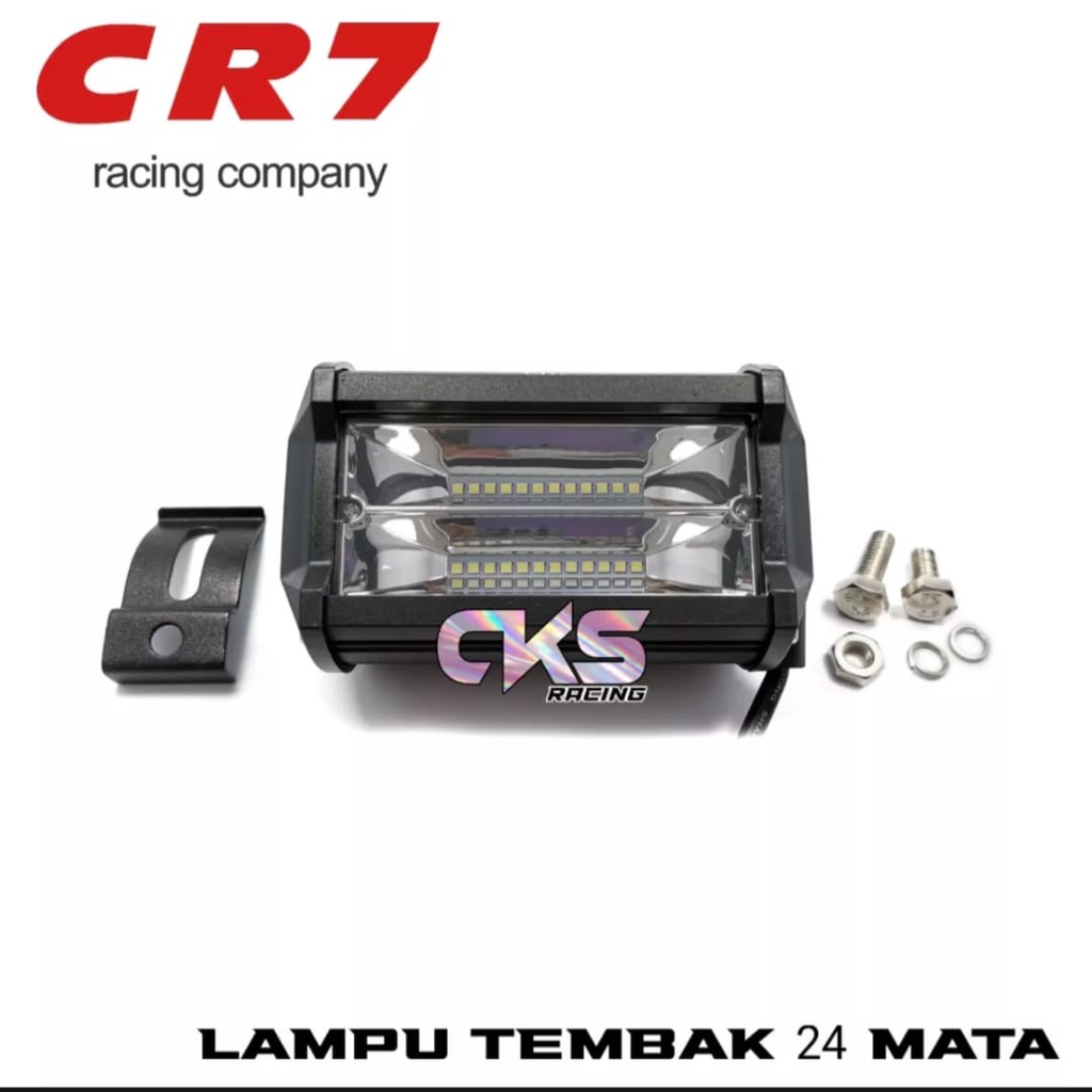 Lampu tembak sorot CR7 LED bar cree CWL 24 mata 2 susun LED motor mobil 24 titik lamp tembak