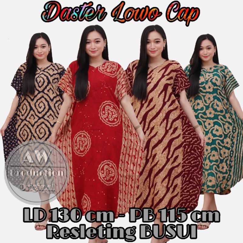 Daster Lowo Jumbo Rayon Kekinian Busui Resleting Depan Kalong Kelelawar Cap Baju Wanita Batik Pekalongan