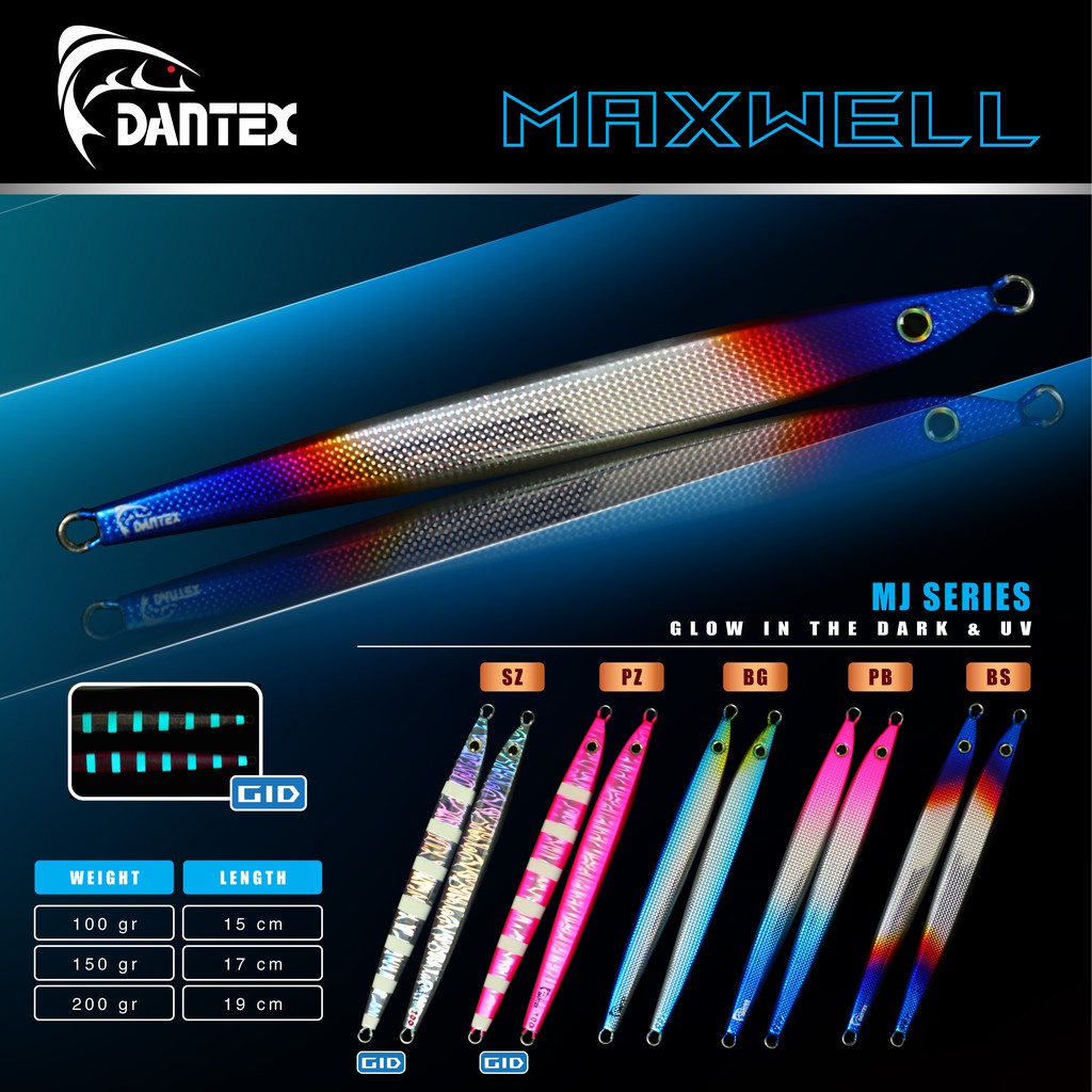 Dantex Metal Jig Maxwell 100 150 200 Gram Umpan Pancing Umpan Ikan Jigging