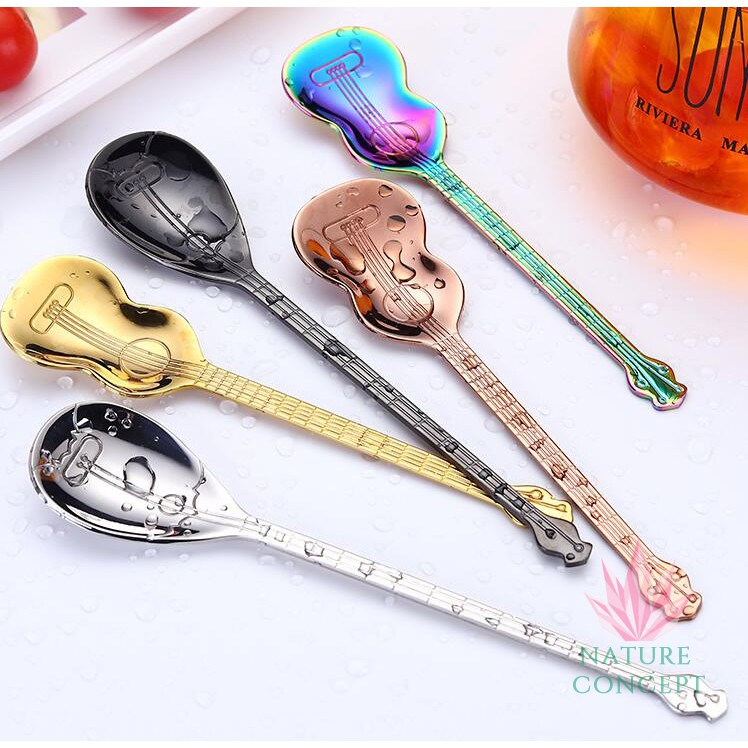 Stainless Steel Unique Guitar Coffee Spoon Children Spoon Gift Spoon sendok unik Gitar