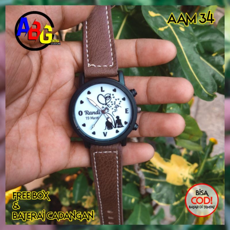 JAM TANGAN COUPLE CUSTOM BISA REQUEST DESAIN BONUS BOX DAN BATRAI CADANGAN