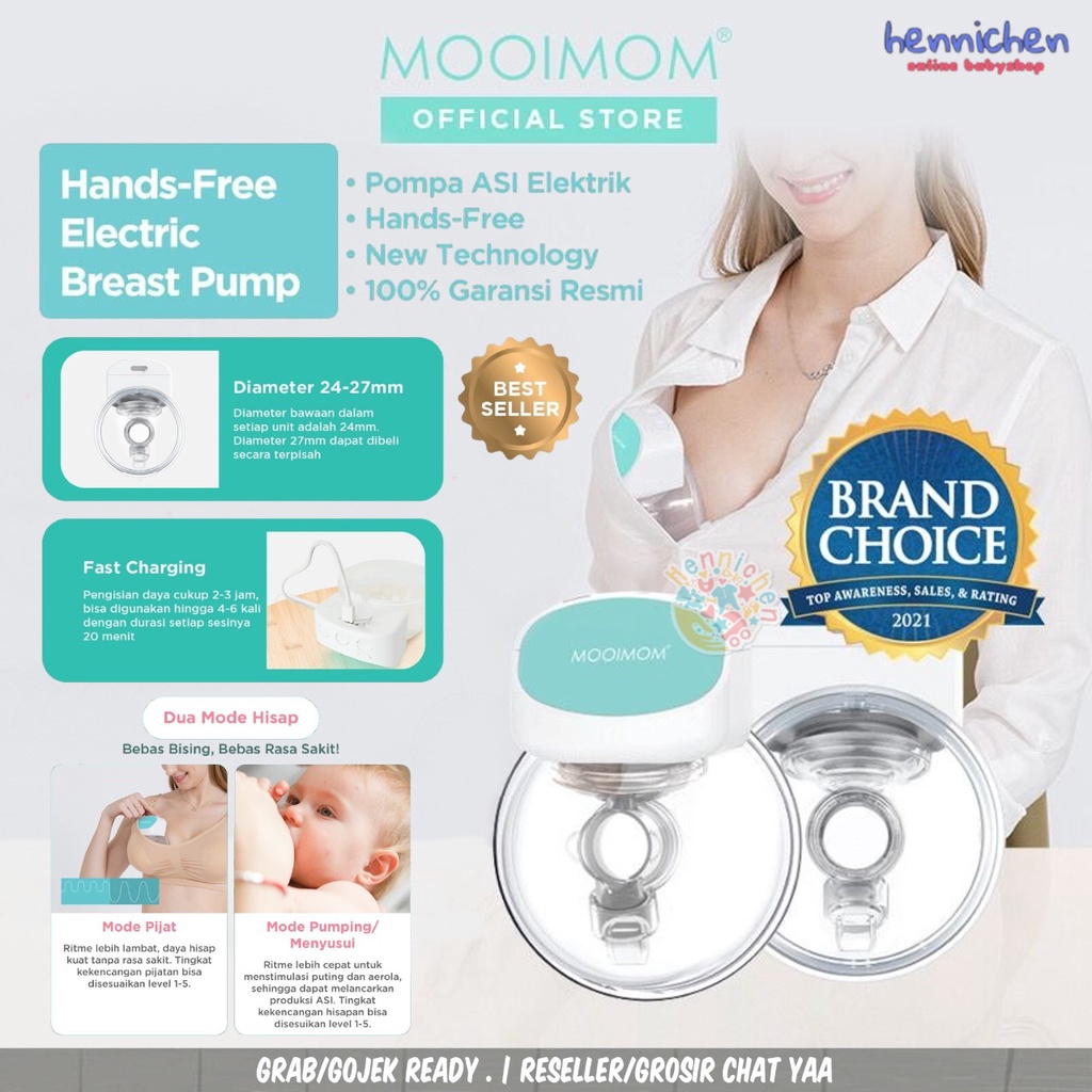 READY GOJEK / GRAB Mooimom Hands Free Electric Breast Pump - Pompa ASI Elektrik Wireless /Pompa Asi Manual Mooimom