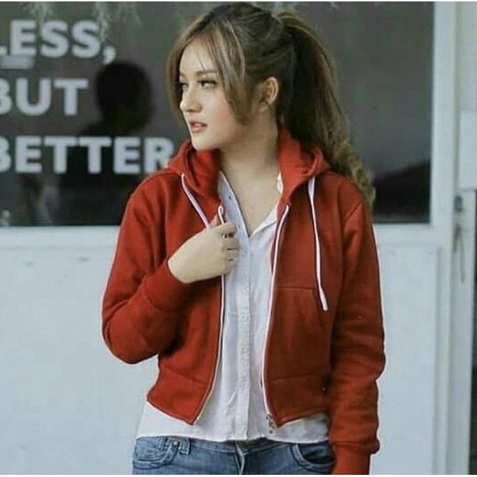 EDISI TERBARU CROP HODIE RED-JAKET CROP ANAK MUDA-HOODIE CROP DISTRO-OZ KEKINIAN