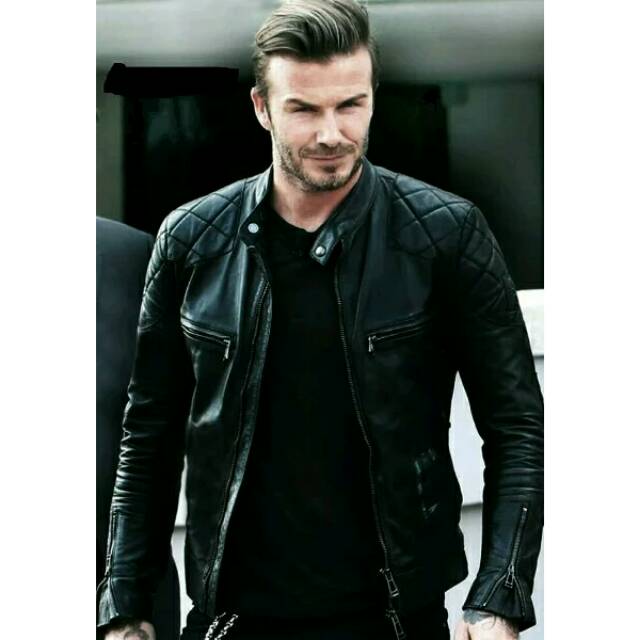 Jaket motor pria kulit eklusif david beckham