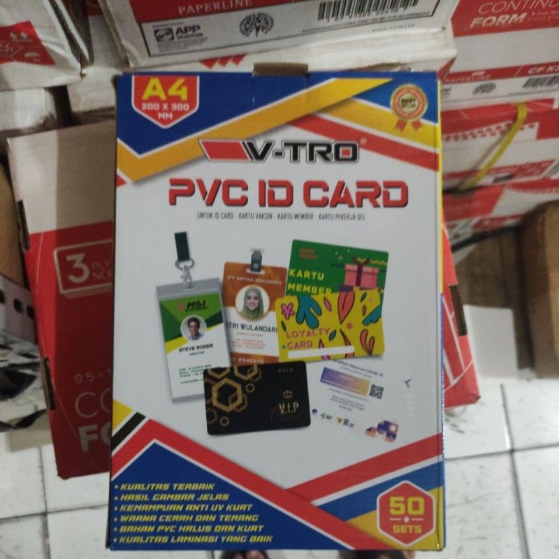 

pvc id card isi 50 lembar untuk 500 kartu vtro