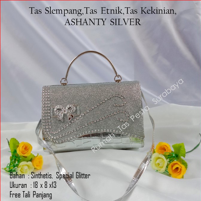 Tas Slempang,Tas Etnik,Tas Kekinian,ASHANTY SILVER