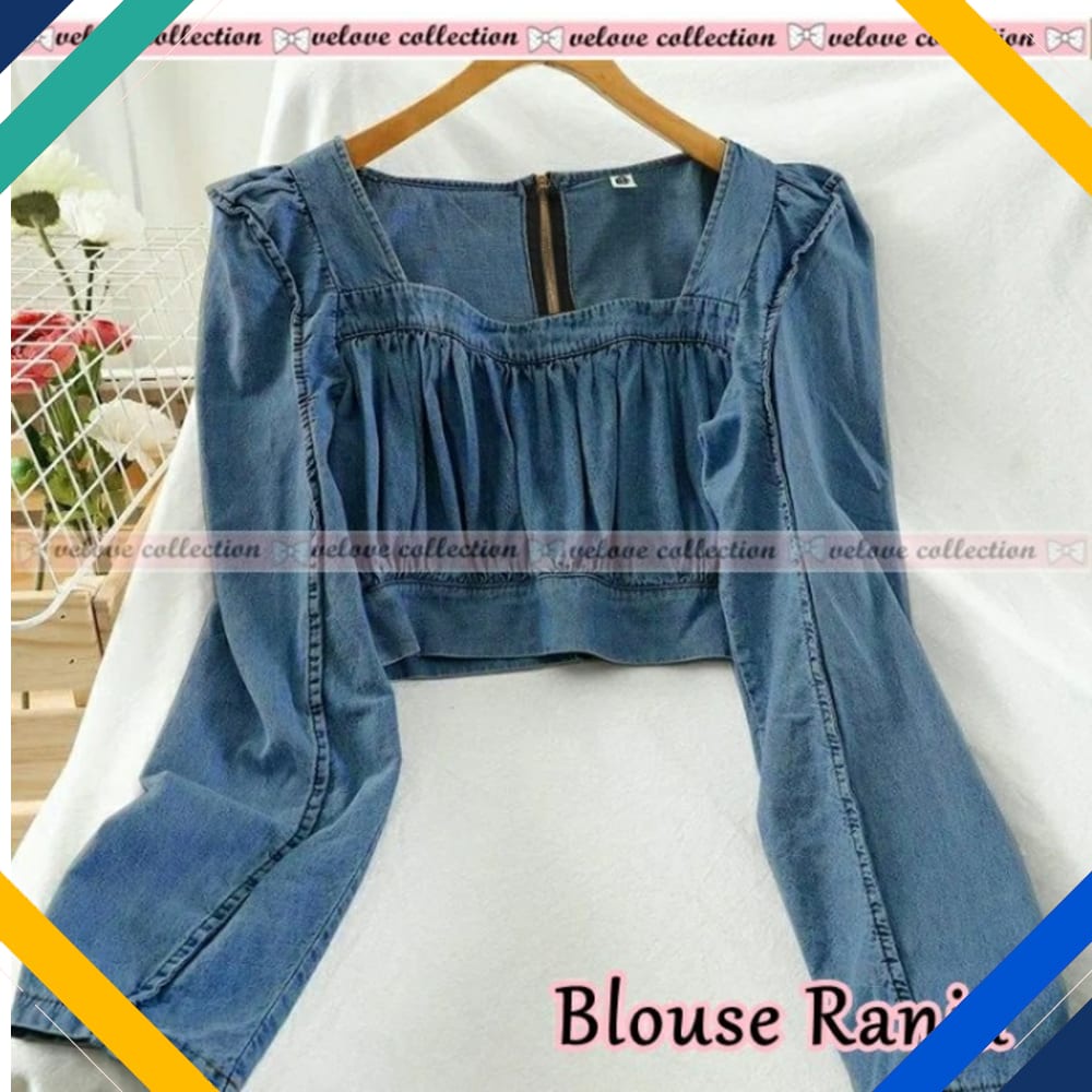 Blouse Rania denim Tua Kekinian Baju Atasan Wanita 0153 Premium UCV