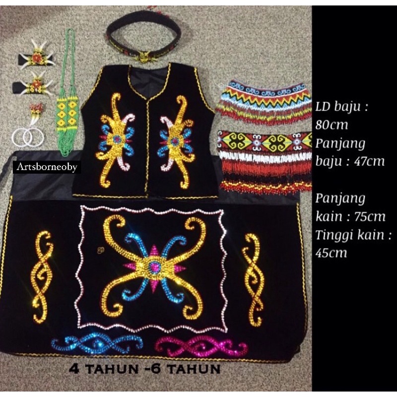 BAJU DAYAK CEWEK TK 4 - 6 TAHUN