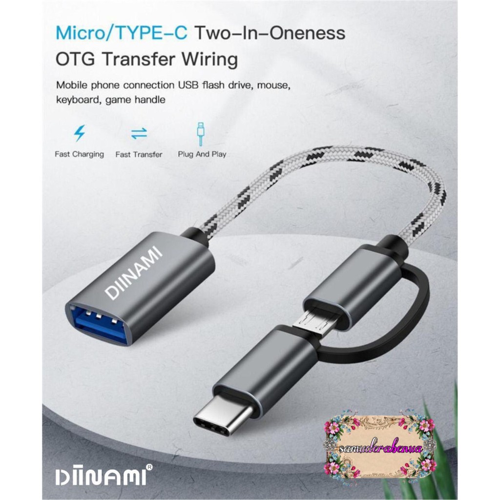 BM073 Kabel cable usb otg diinami 2in1 Micro dan tipe c usb 3.0 SB1168