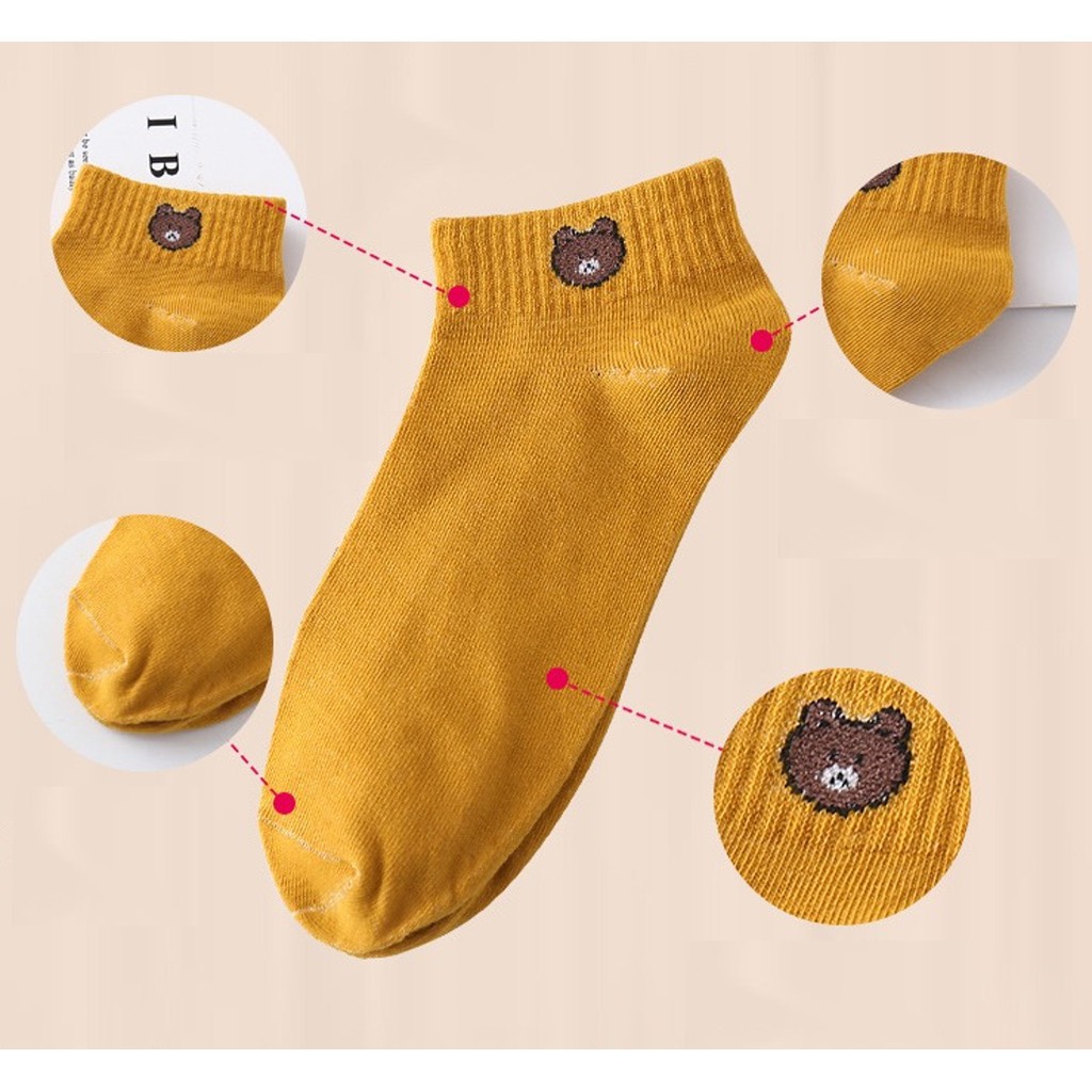 Kaos kausKaki Pendek Wanita Pria Semata Kaki Ankle Angkle Import Murah Motif cony bear flowers 431