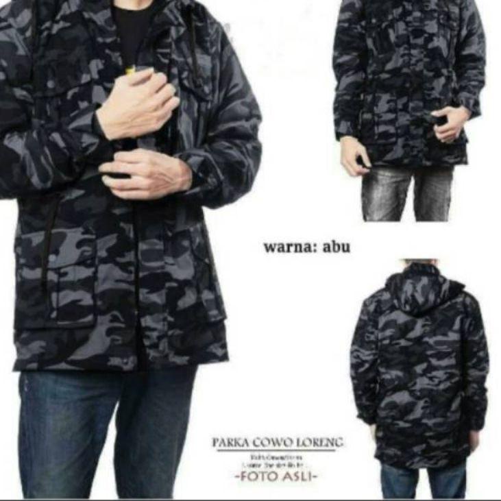 ✅ORRIGINAL IMPORT❤ Jaket parka loreng army jumbo pria