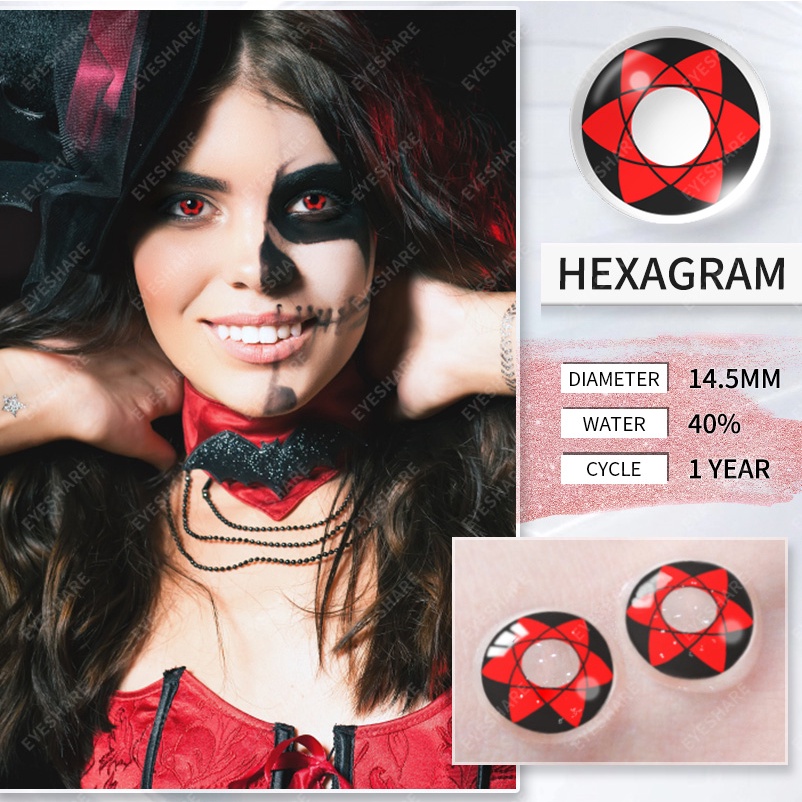 （Kotak Lensa Gratis）Softlens Soflen Cosplay Halloween RED Lensa Kontak Kartun Anime Mata Sharingan Naruto Uchiha Sasuke Hatake Kakashi Lensa Kontak Kosmetik Lembutsoflens diameter14.5mm Minus 0.00【COD&amp;SPOT】