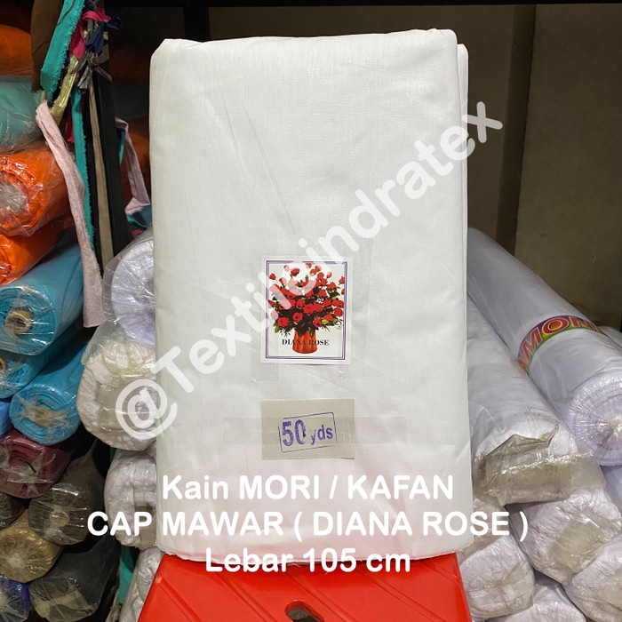 Kain Kafan Mori Lebar 105 Cm Termurah Cap Mawar Diana Rose - Putih Bersih, Perpanjang 50Cm 004