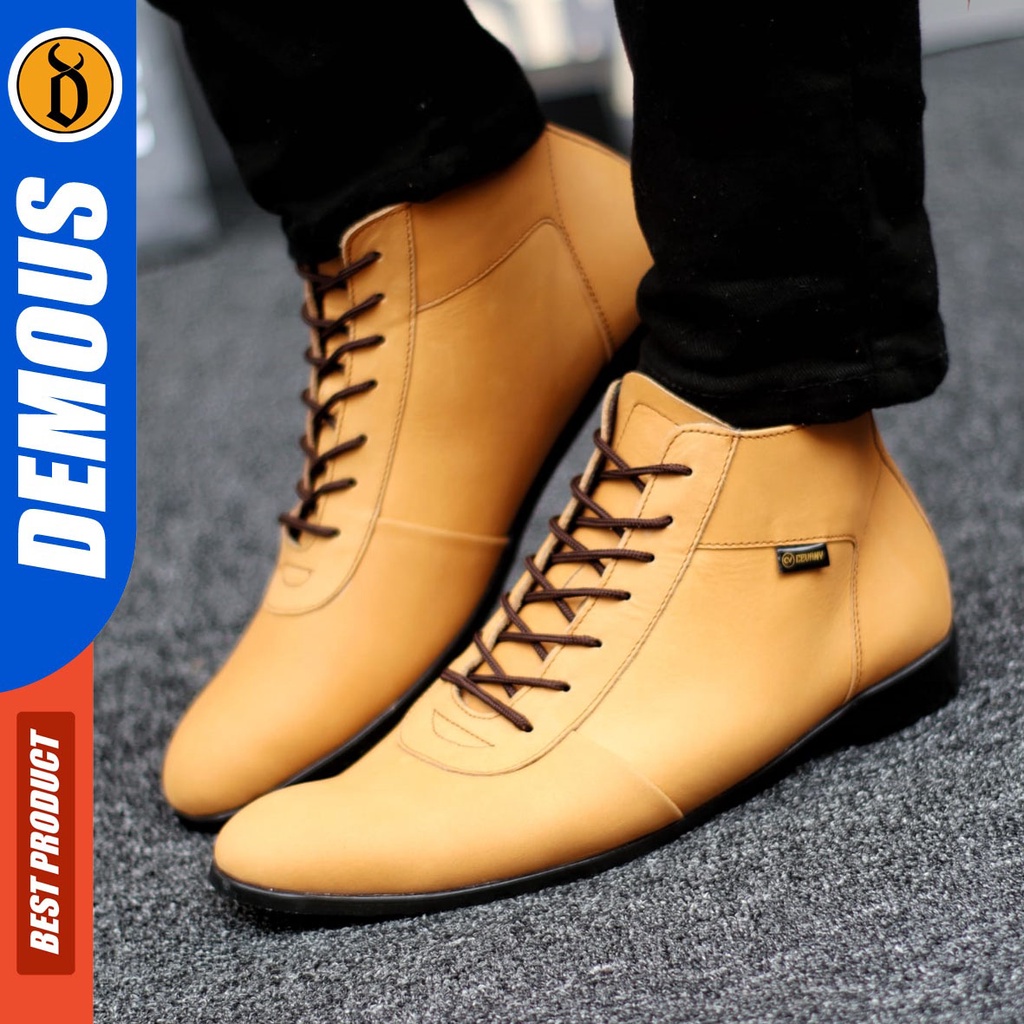 DEMOUS Fox - Sepatu Boots Pantofel Formal Kulit Asli Kerja Pria