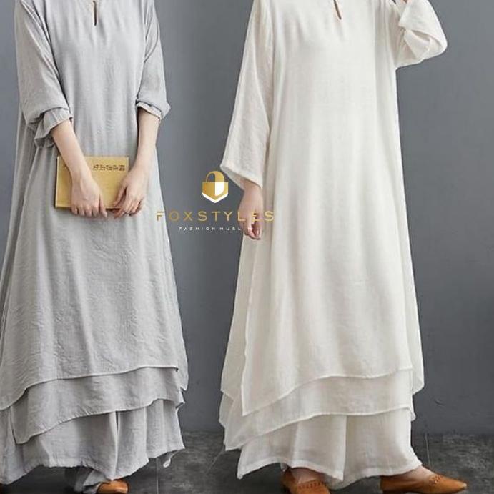 READY ✅Hanako setelan rok (Dress+Rok) bahan crinkle ori realpik|SQ7