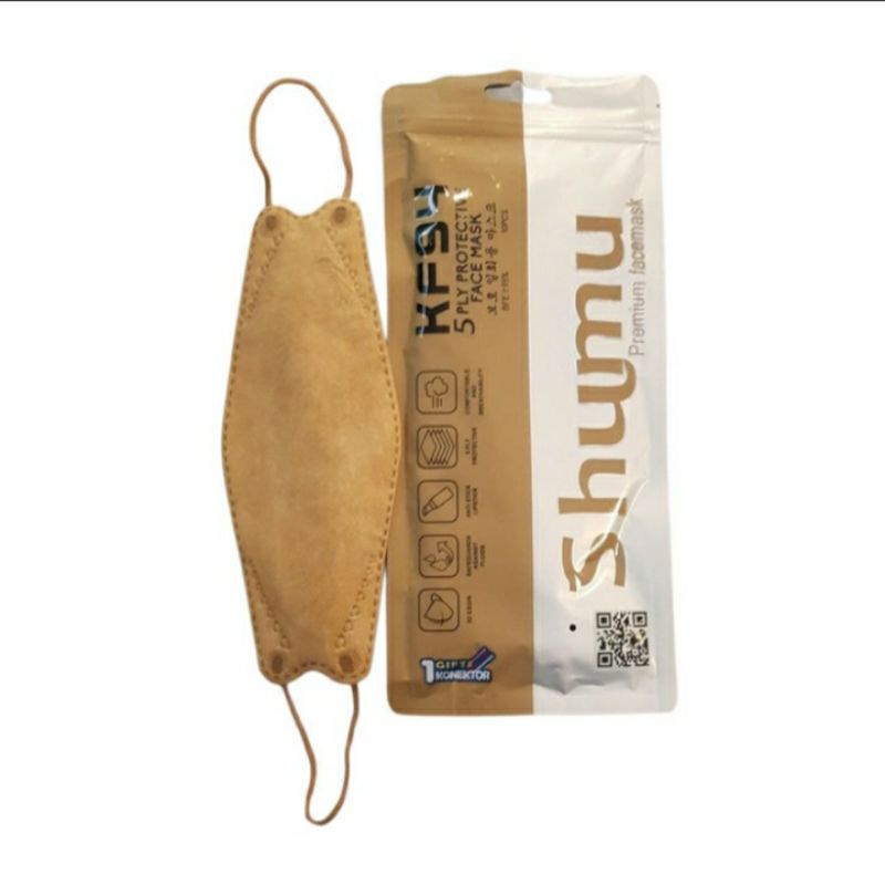 Masker Shumu KF94 5ply Earloop isi 10PCS sudah Free Konektor Hijab