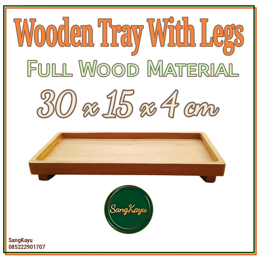 Nampan kayu kaki 30x15x4 Wooden tray with legs kotak penyimpanan kayu