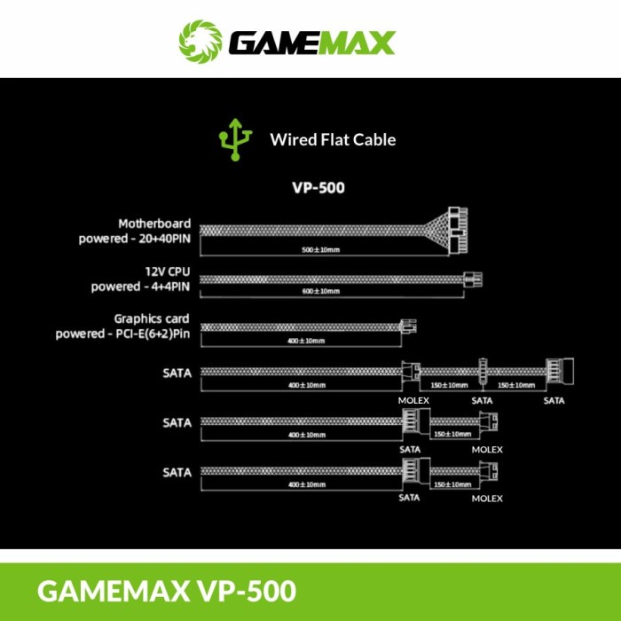 Power Supply GameMax VP-500 Value and Performance 80+ Bronze