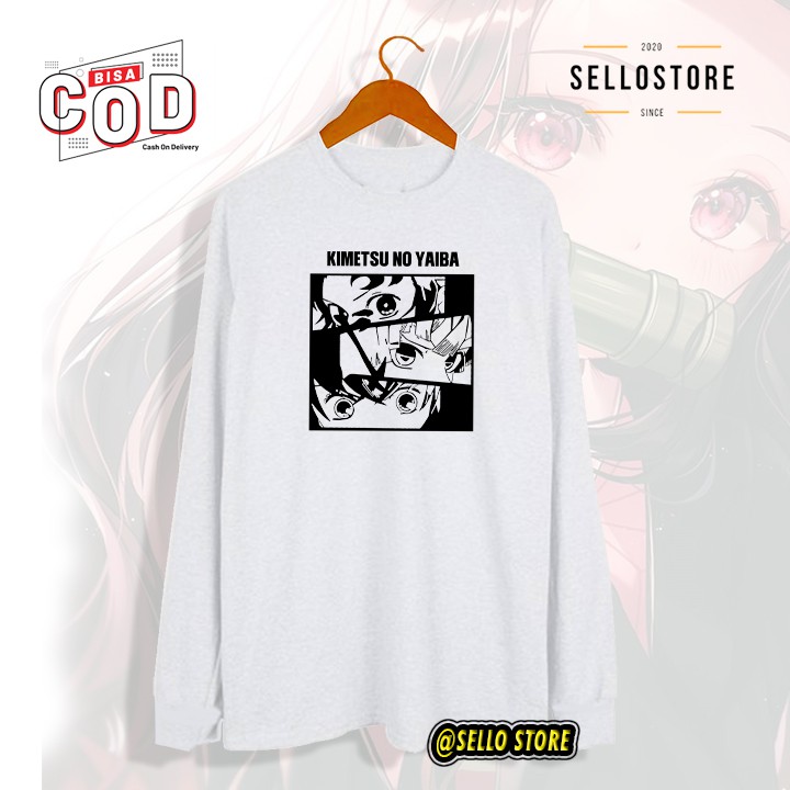 Kaos Anime Kimetsu No Yaiba - Longsleeve - Kaos Panjang Pria - Baju Anime Jepang - Kaos Distro Pria