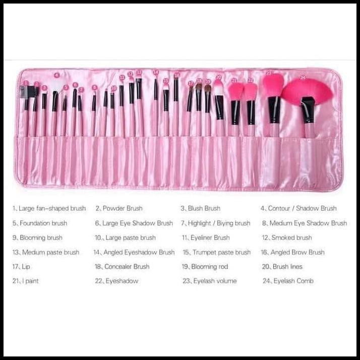 KINDSTORE❤ | Brush Set isi 24pc - DOMPET PINK Make Up for You  ( Kuas Make up )