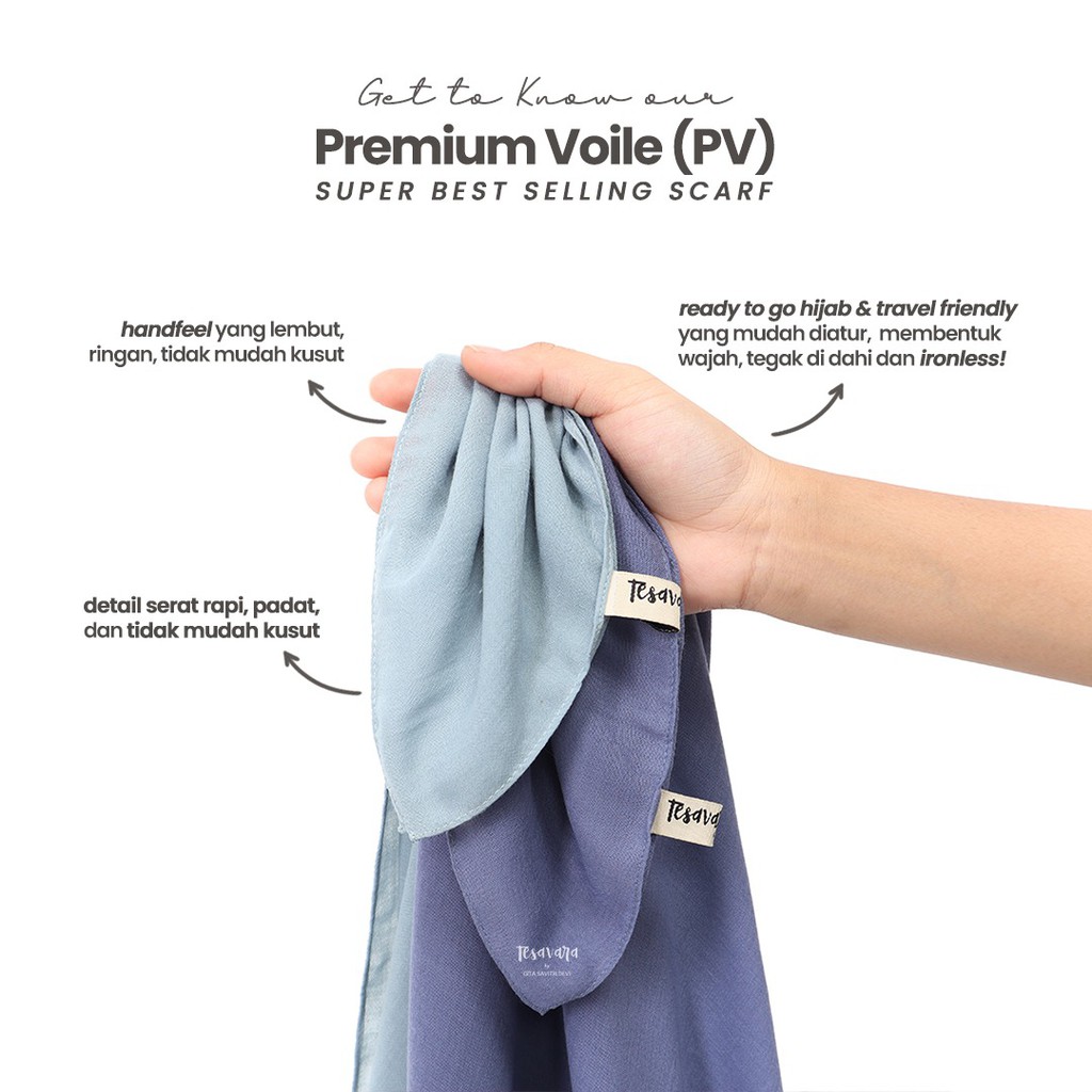 Tesavara | PV Sash | Hijab Segiempat Pashmina Premium Voal