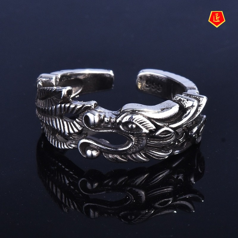 [Ready Stock]Fashion Retro Golden Auspicious Dragon Ring