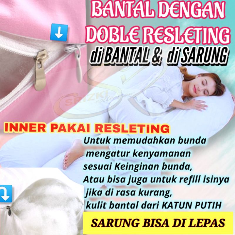 Bantal ibu hamil PREMIUM cover 2 LAPIS  + FREE TAS  /sarung bisa di LEPAS PASANG/ sarung bisa di CUCI maternity pillow / kasur ibu hamil dan menyusui bestseller nyaman/cod/grosir/cover 2 lapis / 1set  / tersedia uk jumbo di link lainnya