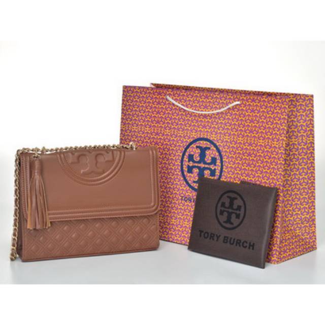 Tas Tory Burch Fleming Convertible Shoulder Medium Coklat Muda