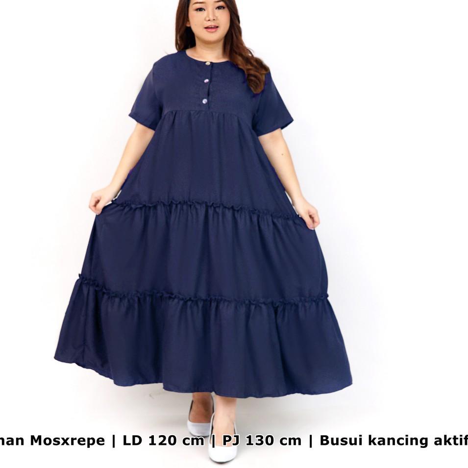 ☃ JUNE DRESS MAXI JUMBO REMPEL SUSUN BUMIL BUSUI FRIENDLY 3XL LD 120 ❁