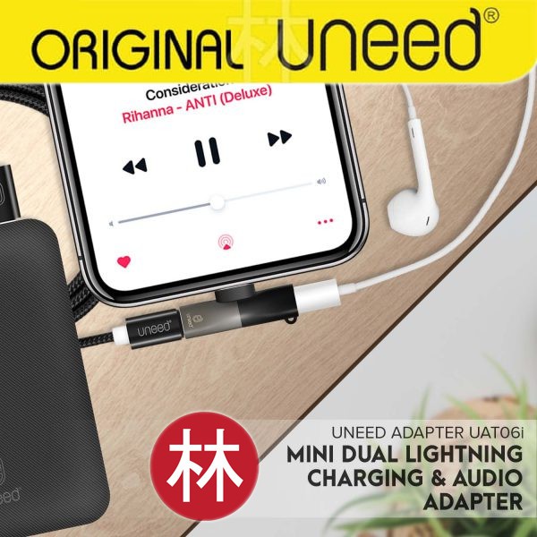 Uneed UAT06i Mini Dual Lightning Charging &amp; Audio Adapter