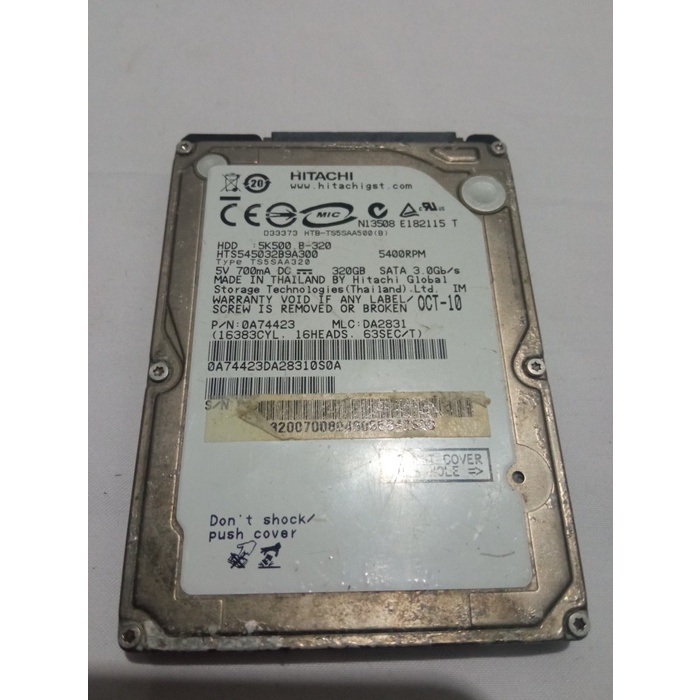 Hardisk Internal Notebook/Laptop, Hitachi, 320 GB, SATA, 2,5" (Rusak)
