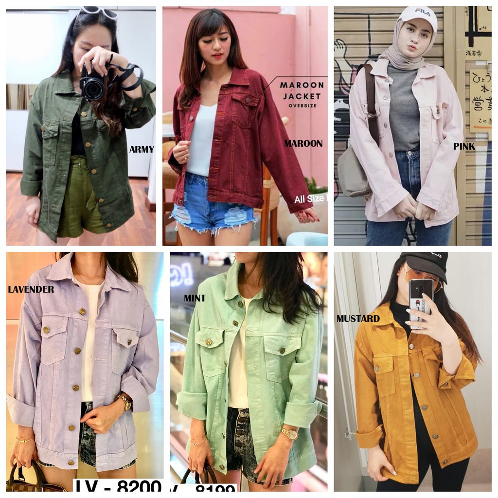 Oversized Woman Jeans Jacket Lilac, Mustard, Army