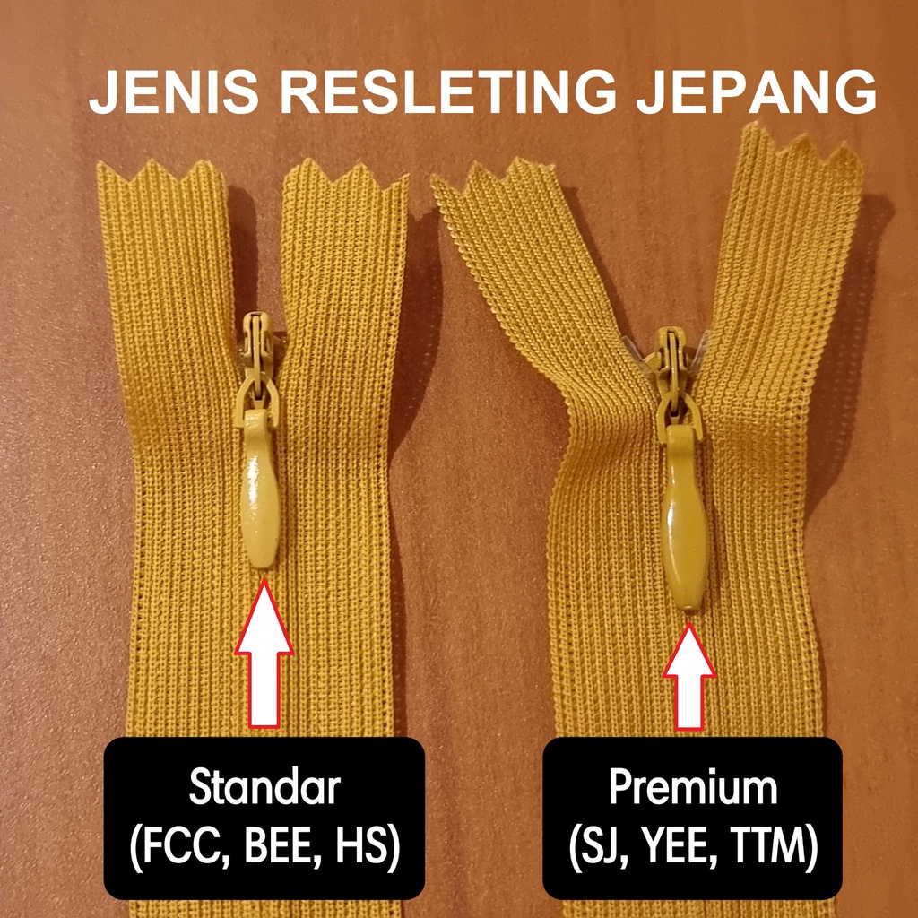 Resleting Jepang Premium SJ/YEE/Lip/Amco 25 cm Per Lusin (12 Pcs) Invisible Zipper Resleting Pakaian Butik Gamis Dress