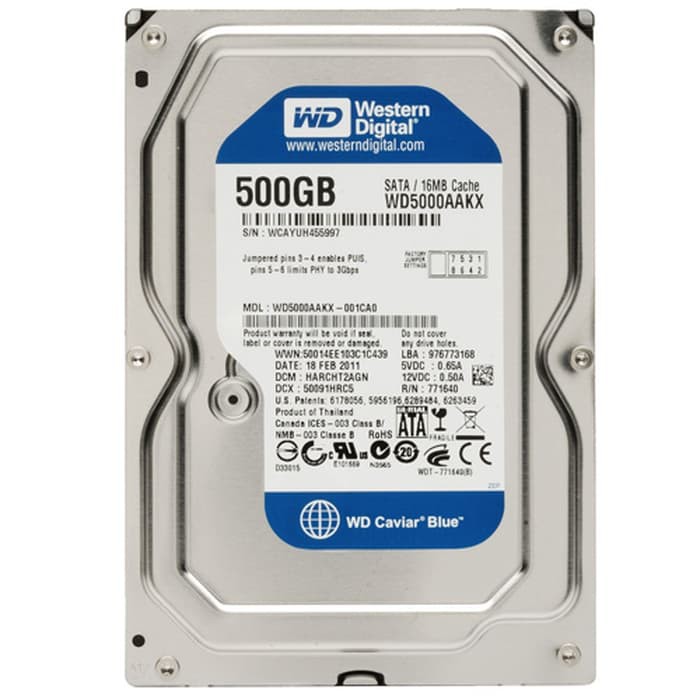 HDD WD 3.5 500GB BLUE RESMI ORIGINAL HARDISK DRIVE