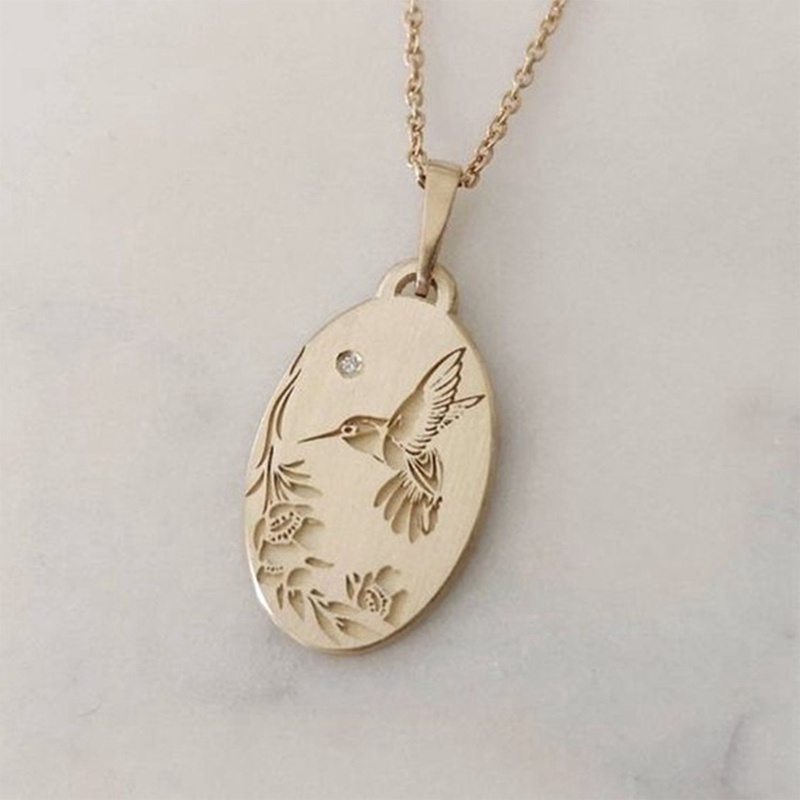 Kalung Liontin Burung Kolibri Lapis Emas 14K Hias Berlian Imitasi Untuk Pesta Pernikahan
