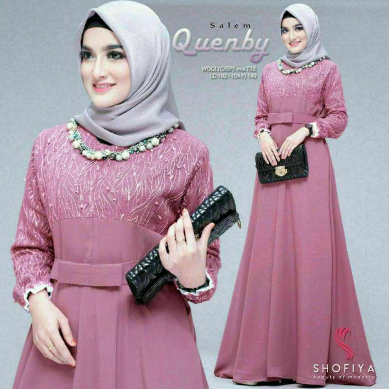 Gamis Pesta Jumbo LD 120 QUENBY Ori Shofiya Gamis Brukat Prita Syar'i asdf Muslim