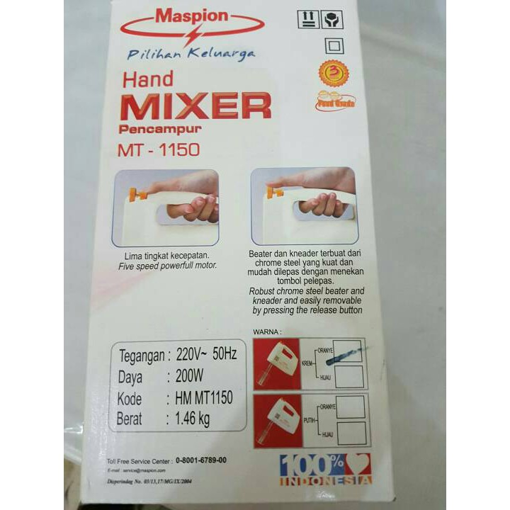 Maspion Hand Mixer MT 1150  MT1150 MT-1150 Pencampur Pengaduk Adonan Kue