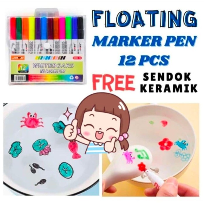 

Cuci Gudang Spidol Ajaib Whiteboard Doodle Magic Marker Floating Motorik Anak-12Pc Promo