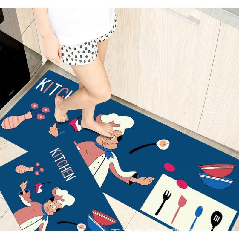 HKP Keset Kaki Dapur 2 in 1 BAHAN TEBAL ANTI SLIP Keset Alas Lantai Kamar Tidur Dapur