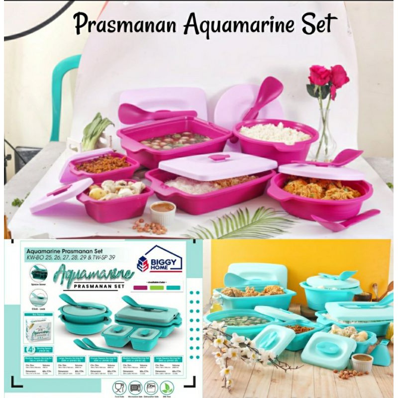 prasmanan set plastik murah Prasmanan set Aquamarine KWBO + 4 Sendok wadah saji murah