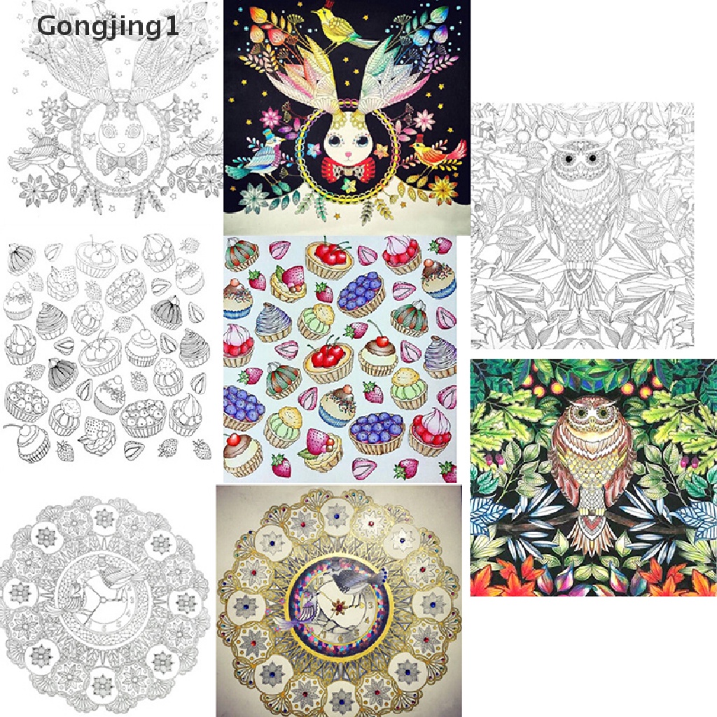 Gongjing1 1pc Buku Mewarnai Secret Garden Anti stress Untuk Anak / Dewasa
