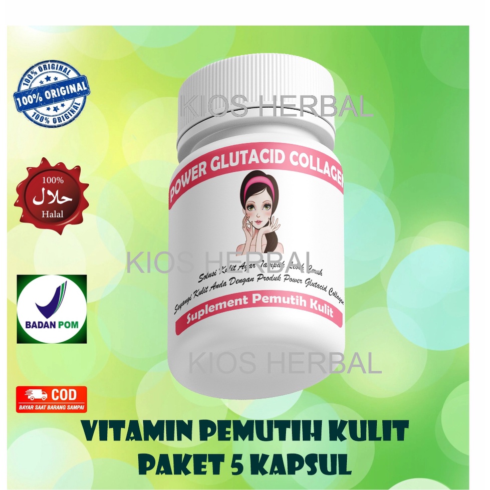 (COD TERLARIS)POWER GLITACID COLLAGEN suplemen Pemutih badan ampuh bpom | Pemutih badan cepat dan am