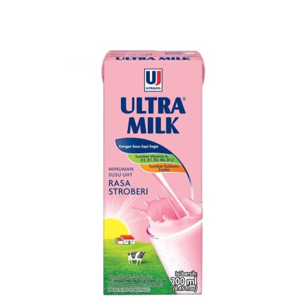 

BISA COD susu uht coklat ultra 200 ml - STROBERI