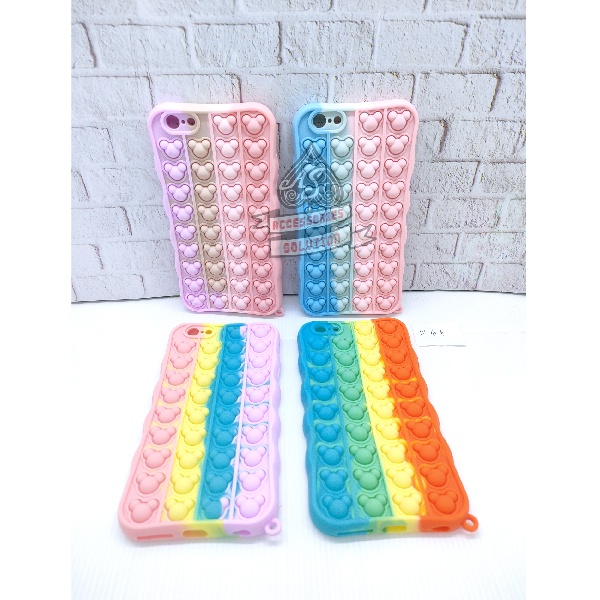 SILICONE CASE POP IT IPHONE 6 PLUS PELINDUNG CAMERA - CASE PENGHILANG STRESS PUSH IT BUBBLE CASE RAINBOW