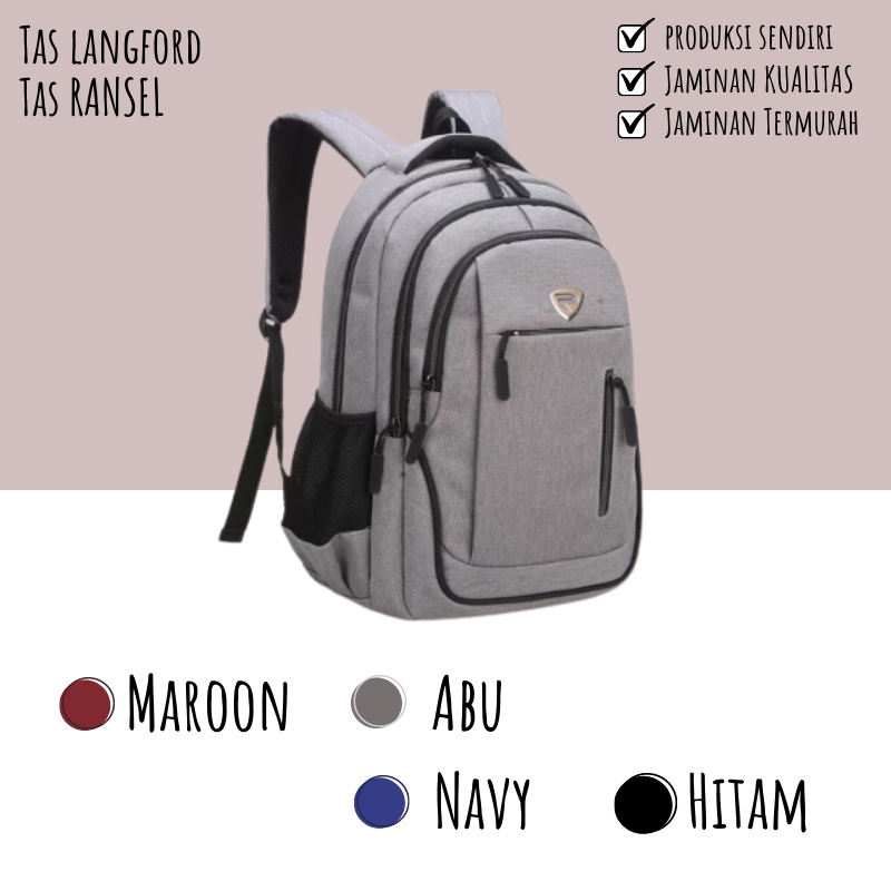 Tas Ransel Pria - Tas Sekolah Remaja Dewasa Kuliah Kerja Model Korea Kekinian Murah Terbaru Import Lokal Original Multifungsi Stylish Backpack Punggung Bahu Simple Elegan Casual Classis Premium Cowok