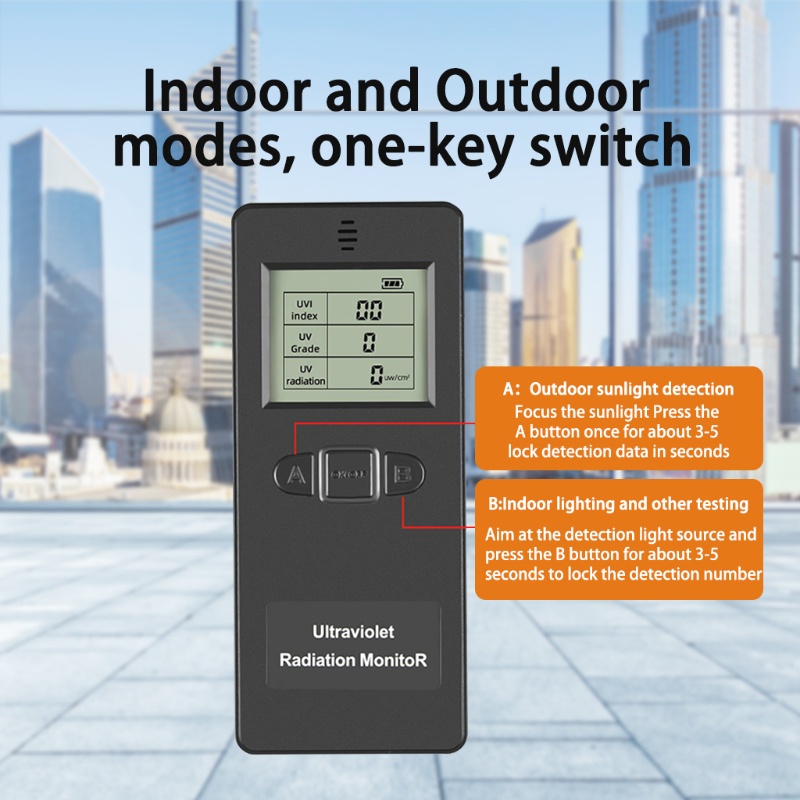 Kiss Alat Pendeteksi Radiasi Ultraviolet Digital UVI Meter Dosimeter Tester Counter