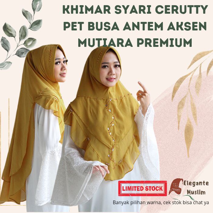 Hijab Jilbab Khimar Syari 2 Layer Ceruty Jumbo Kekinian Kerudung Syari Khimar Ceruty Jumbo Elvana
