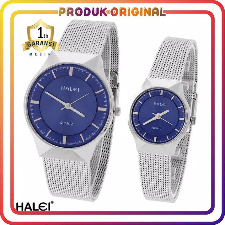 COD JAM TANGAN COUPLE HALEI ORIGINAL 554 RANTAI PASIR WATER RESISTANT STAINLES STEEL